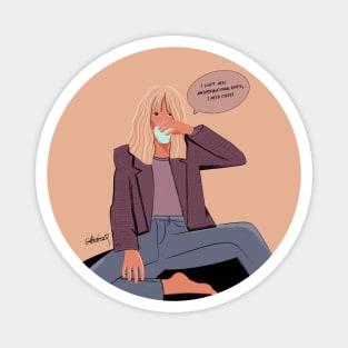 I Don’t Need Inspirational Quote, I Need Coffee – Short Hair Girl with Coffee Mug Magnet